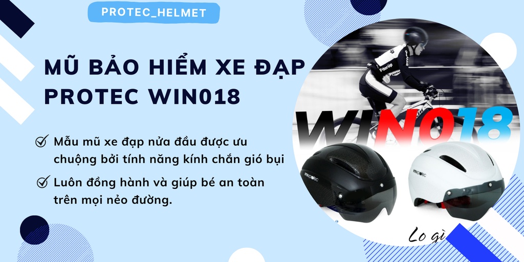 Mô tả Nón bảo hiểm xe đạp có kính Protec Win 018, tiêu chuẩn châu âu, kính mát, chống tia UV - 1