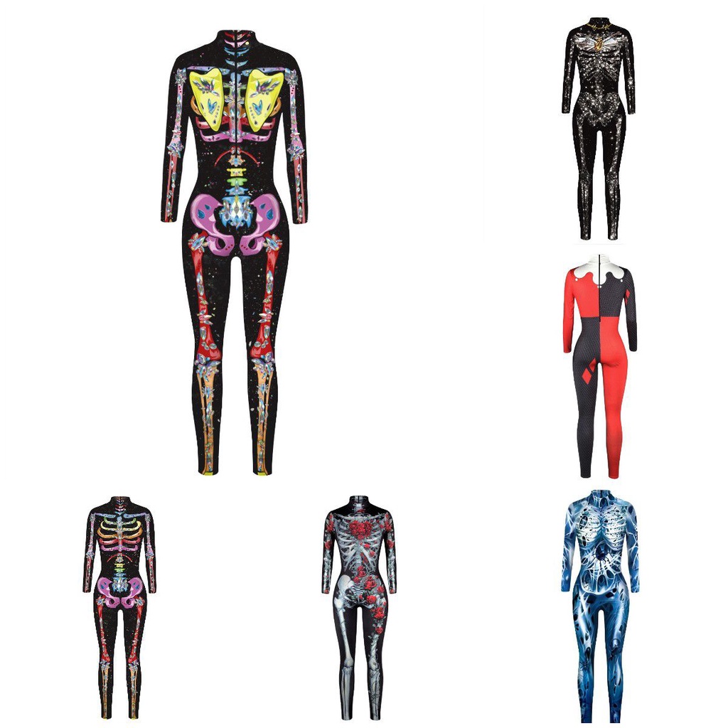 Áo liền quần cosplay nữ bằng polyester co giãn, thiết kế người nhện, Harley Quinn và Iron Man