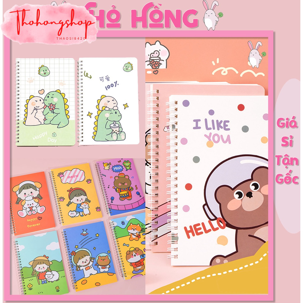 📒 COMBO 1–3 SỔ VỞ GÁY LÒ XO – HỌC TỪ VỰNG – BÌA HOẠT HÌNH DỄ THƯƠNG 🎀