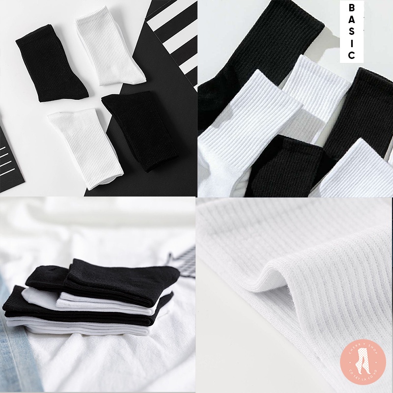 Tất vớ nam nữ cổ cao cổ ngắn chất liệu cotton mềm thoáng mát công sở cute dày, tất nữ nam nhún dễ phối đồ TV01 ESHOP