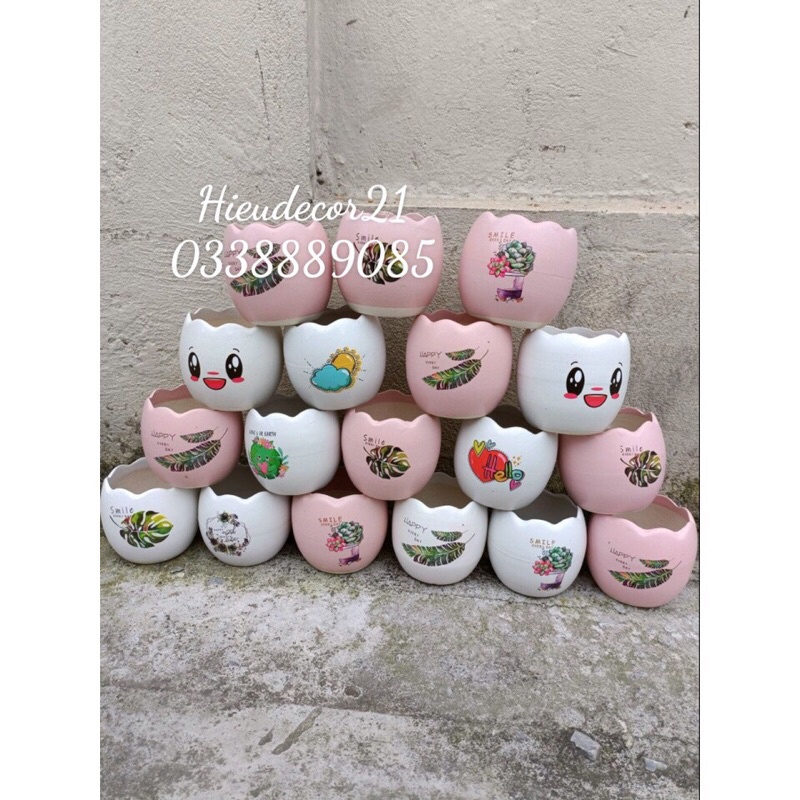 (CHỌN CHẬU) Chậu Sứ MINI Bát Tràng In hình, miệng sóng. Trồng Cây Cảnh, Sen Đá, Xương Rồng,hoa