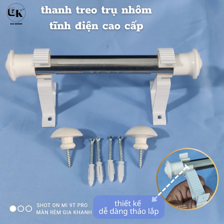 Thanh treo rèm màn cửa inox phi 22 (bao gồm trụ đỡ và phụ kiện ...