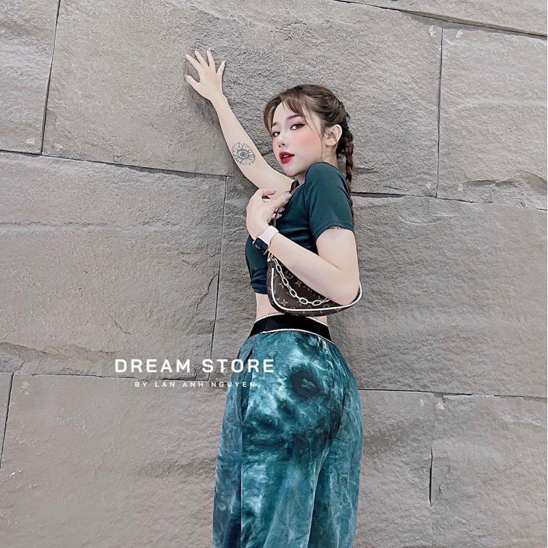 Set Croptop  Eo Zmixc Quần Loang Cá Tính