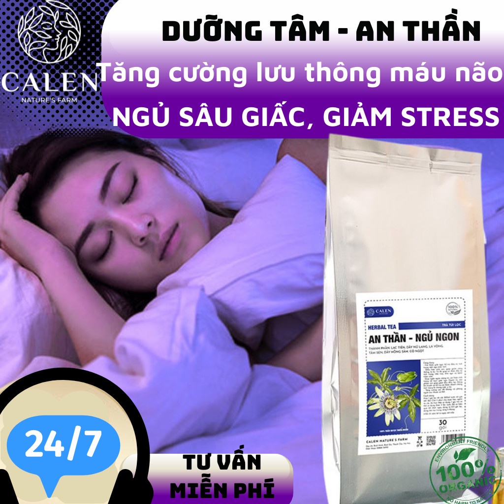 Trà An Thần, Ngủ Ngon cải thiện chứng mất ngủ, khó ngủ, ngủ không sâu giấc Calen Herbal Tea