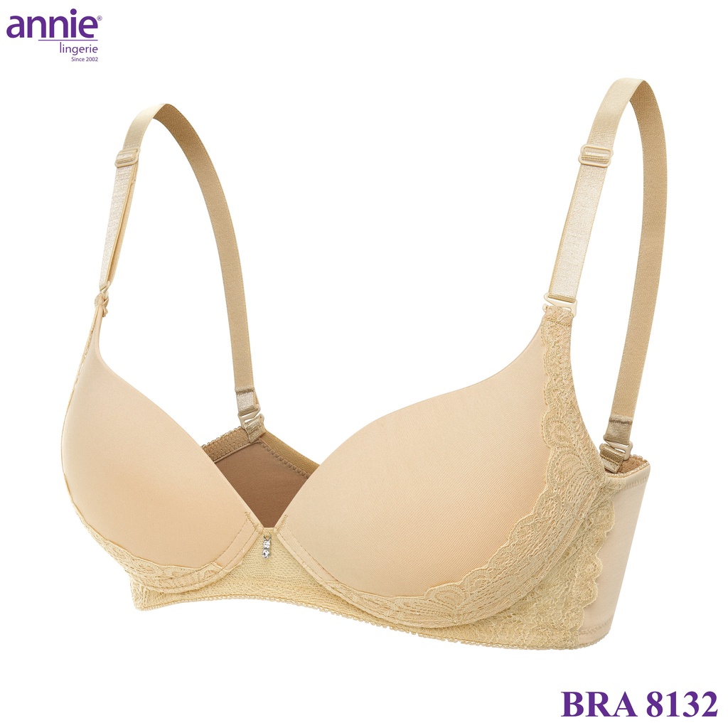 annie Áo Ngực Trơn không gọng bản to 3 móc tạo dáng lưng thon Cub B  Nâng Ngực Nhẹ BRA8132B