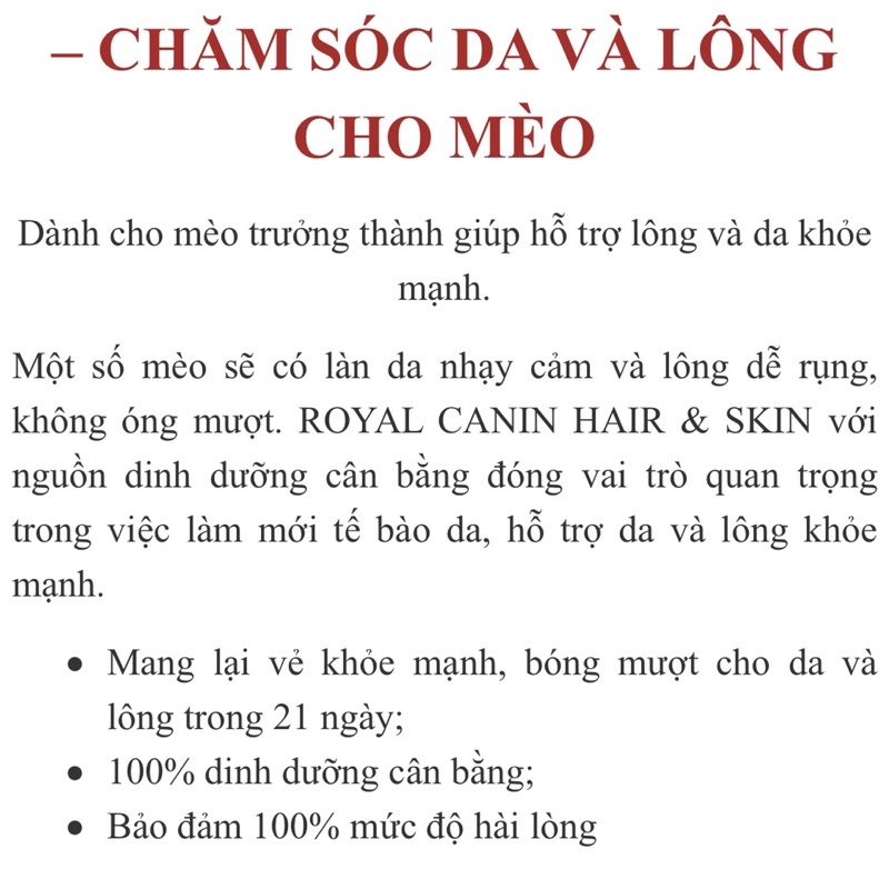 Thức ăn hạt cho Mèo Royal Canin Hair & Skin Care mượt lông và da