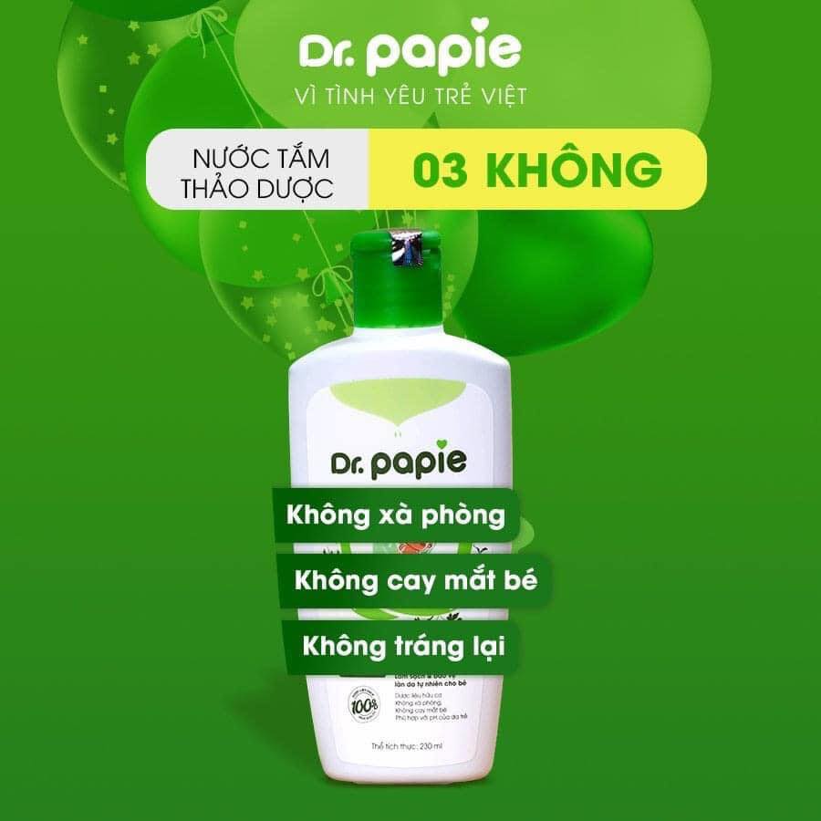 Nước Tắm Thảo Dược Dr Papie Giúp Giảm Mẩn Ngứa Và Rôm Sảy, Hỗ Trợ Làm Sạch, Mát Da Bé - Chai 230ml