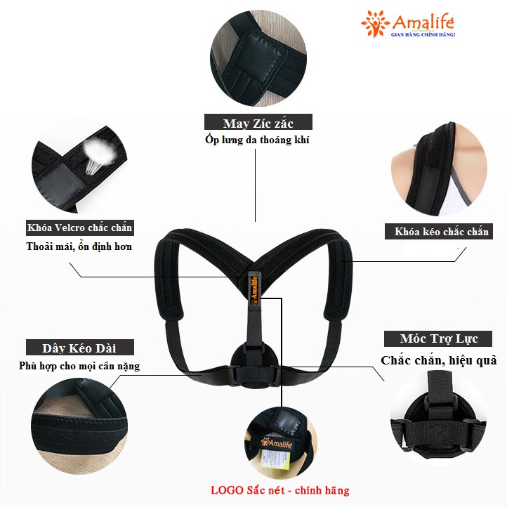 Ảnh Đai Chống Gù Lưng Chính Hãng Amalife Ama01 Tặng Kèm 2 Miếng Đệm Lót Điều Chỉnh Phần Lưng Hoàn Hảo 1