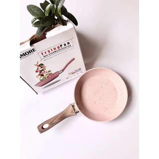 Chảo chống dính cao cấp 16cm, vân đá hoa cương, cán gỗ cao su bền chắc