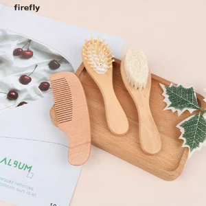 Bộ Lược Chải Tóc Mềm Cho Bé Sơ Sinh Tay Cầm Bằng Gỗ Thoải Mái Máy Mát Xa