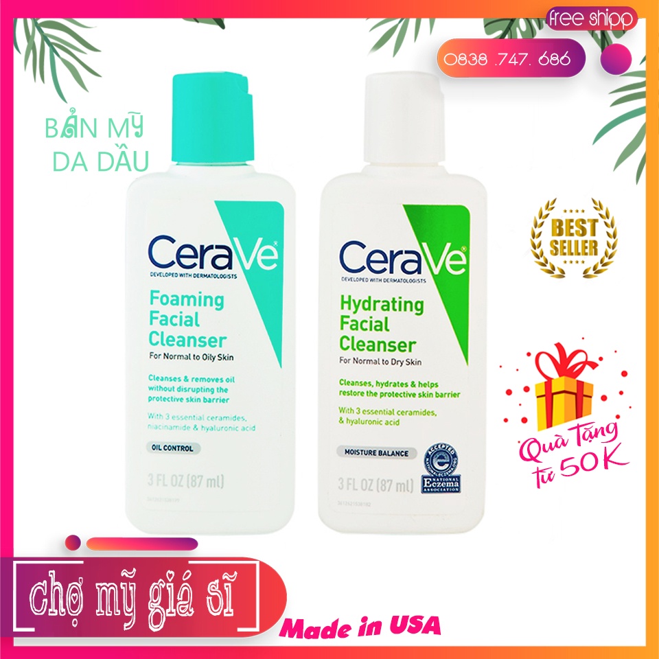 [Bản Mỹ] Sữa rửa mặt Cerave Foaming Facial Cleanser 87ML | Shopee Việt Nam