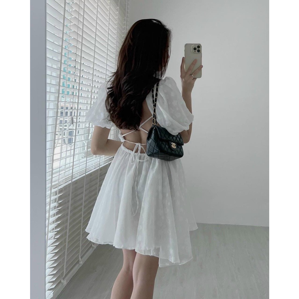 ĐẦM VOAN HOA NỔI ĐAN DÂY LƯNG ⚡HỎA TỐC⚡ SIÊU XINH - MEOINDAHOUSE
