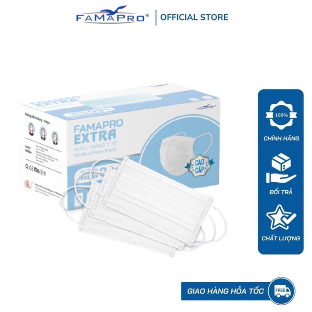 Ảnh Khẩu trang y tế kháng khuẩn 4 lớp Famapro Extra (50 cái/ hộp) 2