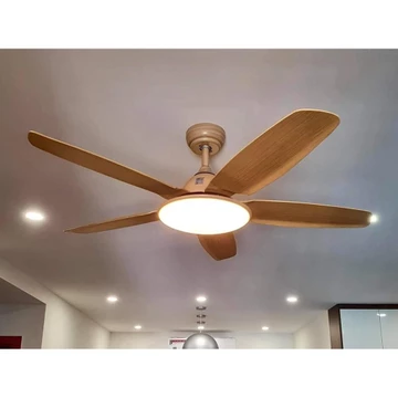 [Tặng Móc Cao su treo quạt] Quạt Trần Cánh ABS Vân Gỗ,Động Cơ DC 6 Tốc Độ Gió ,Có Đèn LED, Có REMOTE [Bảo hành 5 năm]
