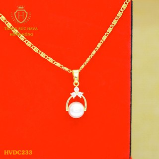 Dây Chuyền, Vòng Cổ Nữ Mặt Đính Đá, Titan Xi Mạ Vàng Non 24k Cao Cấp - Trang Sức Hava Hong Kong,,