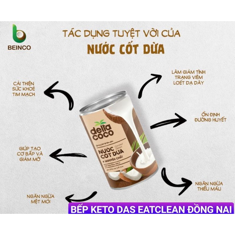 Nước cốt dừa Delta Coco lon 400ml carb, calo thấp | Shopee Việt Nam