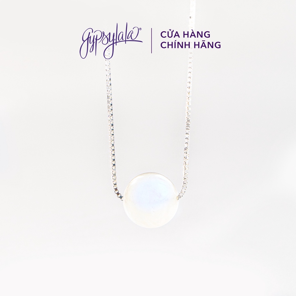 Ảnh Dây Chuyền Xỏ Ngang Bạc 925 Đá Ánh Trăng Moonstone Thiên Nhiên Phong Thủy May Mắn Không Kị Mệnh SP003200 Gypsy.lala 1