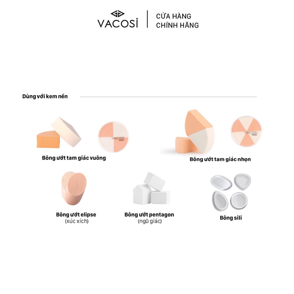 Bông Phấn Ướt Trang Điểm Nền và Tạo Khối Chuyên Dụng Cho MakeUp Artist Vacosi