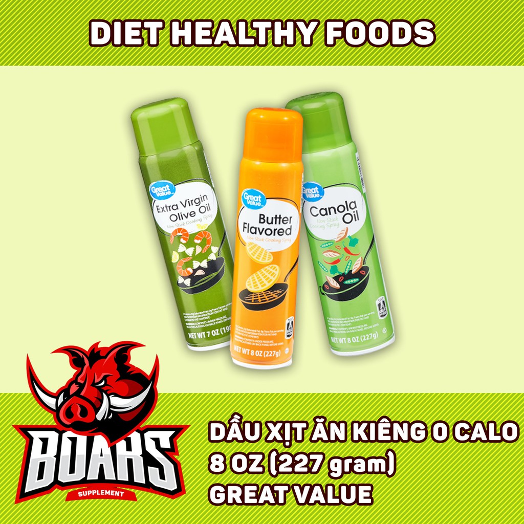 DẦU XỊT ĂN KIÊNG GREAT VALUE NHIỀU HƯƠNG VỊ, DẦU XỊT PAM, DẦU XỊT PURE&SIMPLE HOÀN TOÀN KHÔNG CALO (8OZ/12OZ/17OZ)