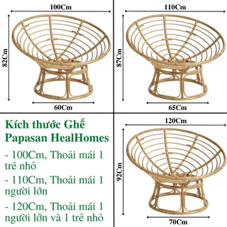 Ghế lười thư giãn Papasan 1m2 giả mây phòng ngủ cho bé, decor ban công, trang trí phòng khách
