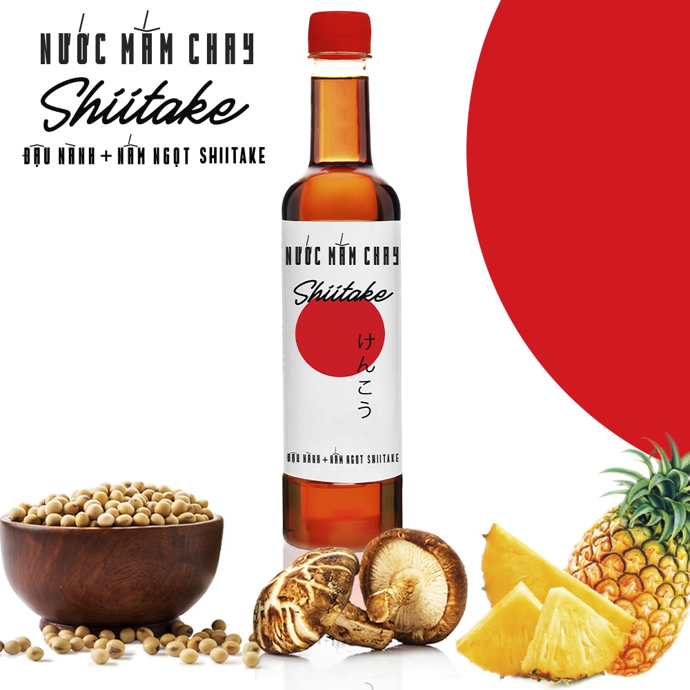 Mô tả Nước mắm chay cao cấp Shiitake ủ chượp từ đậu nành, nấm ngọt Shiitake và trái thơm, chai nhựa 525ml/chai Làng Chài Xưa - 2