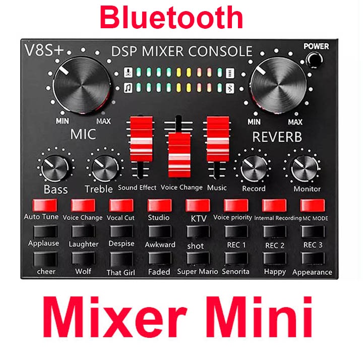 Mixer Mini Karaoke, Vang Mini Soundcard V8S+ Bluetooth Karaoke, Thu Âm ...