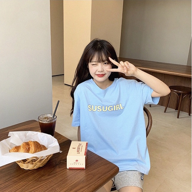 Áo thun local brand RHODI phông cổ tròn tay lỡ unisex nam nữ basic tee xanh