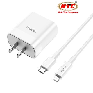 Bộ cốc 2 cổng kèm cáp sạc TypeC to LaiNing Hoco C80 cổng USB QC 3.0 và typeC PD 20W (Trắng) - Phụ Kiện Nhất Tín