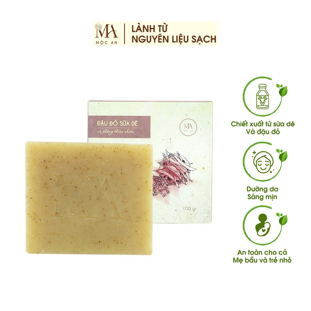 Mô tả Xà Bông Thiên Nhiên Mộc An Đậu Đỏ Sữa Dê Chăm Sóc Face & Body- Dưỡng Da Mềm Mịn, Trắng Sáng 100g - 3