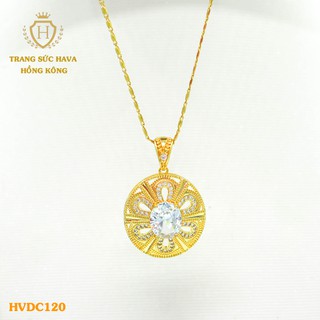 Dây Chuyền, Vòng Cổ Nữ Mặt Đính Đá Màu Trắng Xi Mạ Vàng Non Cao Cấp - Trang Sức Hava Hong Kong