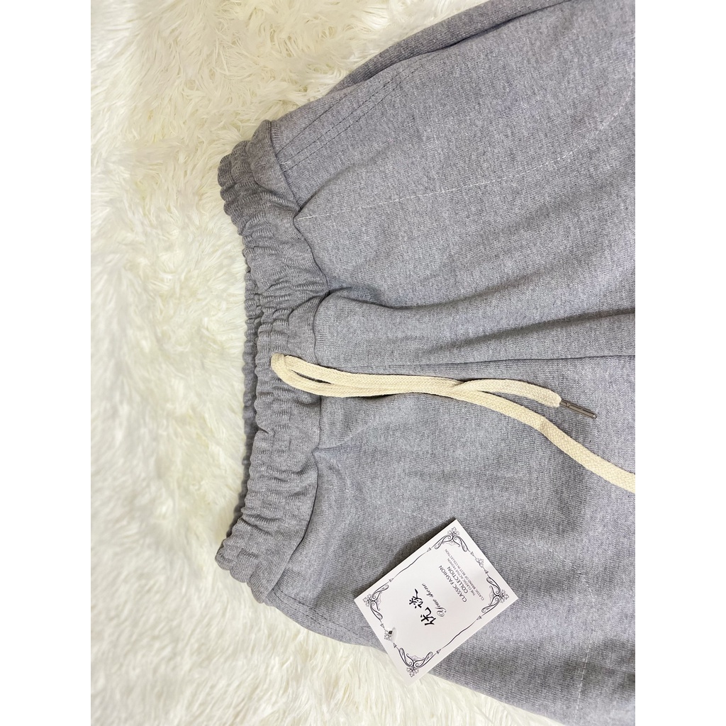 Quần Jogger bo gấu vải thun da cá, ống rộng 2 lớp nam nữ, mua 1 mặc được 2 dáng