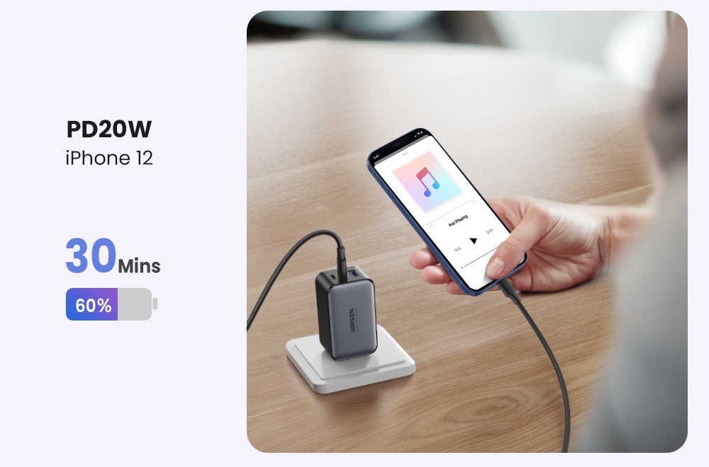 Cốc sạc nhanh UGREEN GaN 65W QC4.0 QC PD3.0 PD USB-C Type C USB thích hợp cho iPhone 13 Pro Max Macbook Samsung S23 S24Urtra – ảnh mô tả chi tiết 5