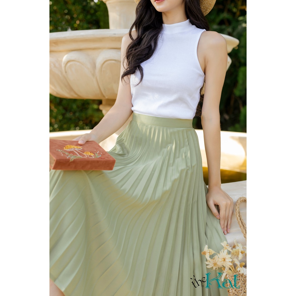 Áo Thun Cổ Lọ Sát Nách Nữ The Kat House, Vải Cotton Gân bền đẹp, đủ màu, có hoạ tiết hoa nhí, phối đồ cực xinh