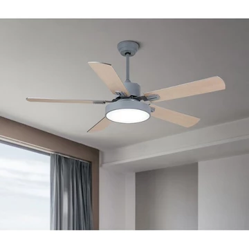 Quạt Trần Đèn Led Hiện Đại 🍅 CAM KẾT CHÍNH HÃNG 🍅 Quạt Trần Kết Hợp Đèn Xám Bạc Nhập Khẩu, Có Cánh Gỗ 52KSP - 611