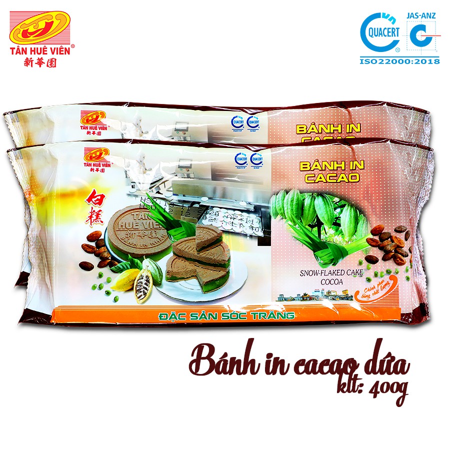 Bánh in cacao nhân đậu xanh lá dứa Tân Huê Viên (400g x 4 bánh ...