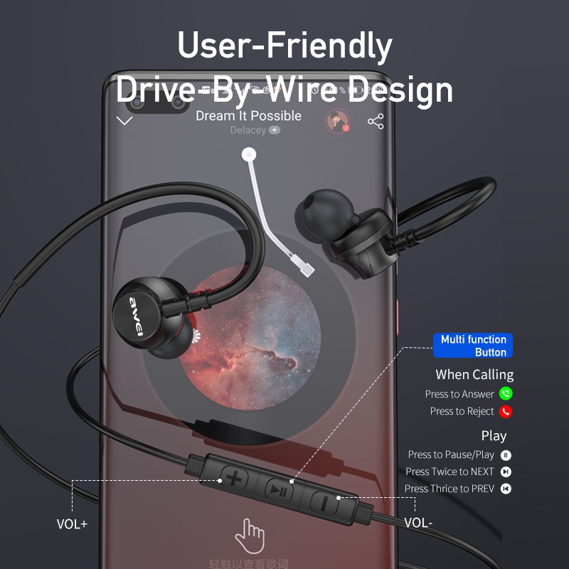 Ảnh Tai nghe có dây Awei L3 Mini 3.5mm Cắm Thể Thao âm thanh nổi có Mic 1