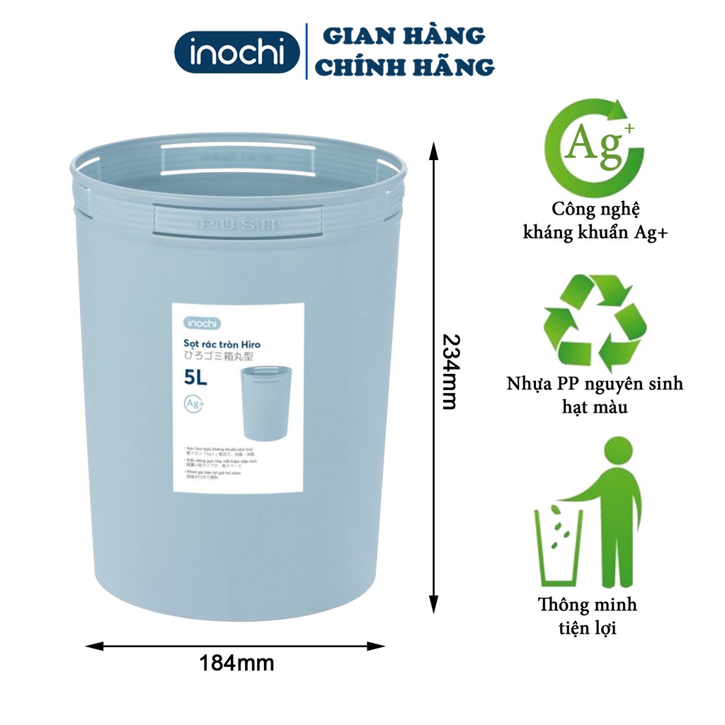 Sọt rác nhựa tròn thông minh 5/10/15L - Chính hãng INOCHI - Tiêu chuẩn ...