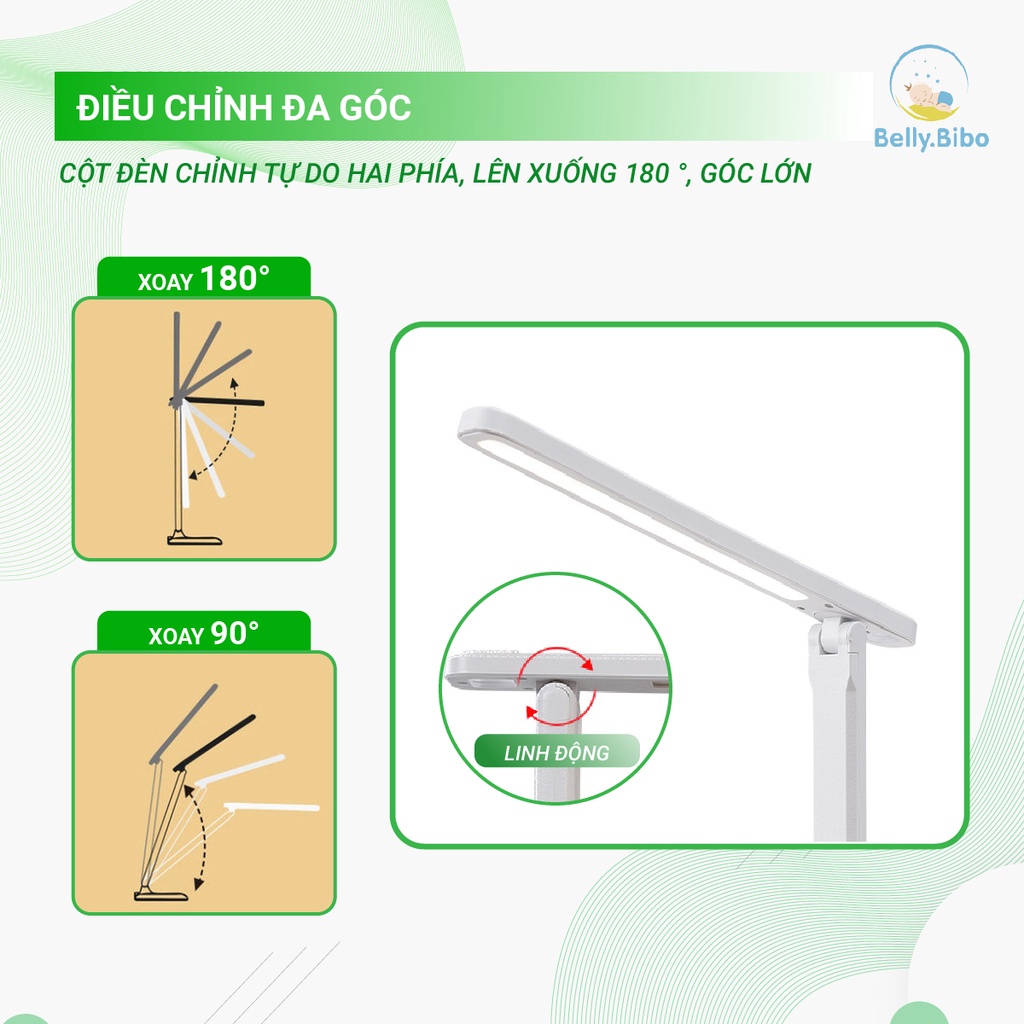 Đèn học để bàn tích điện Belly Baby, đèn bóng LED chống cận thị 3 màu ánh sáng đọc sách làm việc | BigBuy360 - bigbuy360.vn