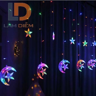 Đèn led đèn trang trí dạng màn rèm trăng sao 2m5 12 dây thả | Shopee ...