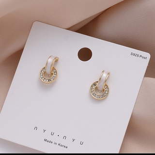 [T0209] KHUYÊN TAI thời trang nữ đính đá tròn LINDO
