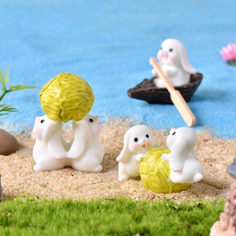 Tượng trang trí hình chú thỏ/ cà rốt/ giỏ đựng hoạt hình đáng yêu dành cho tiểu cảnh bàn làm việc