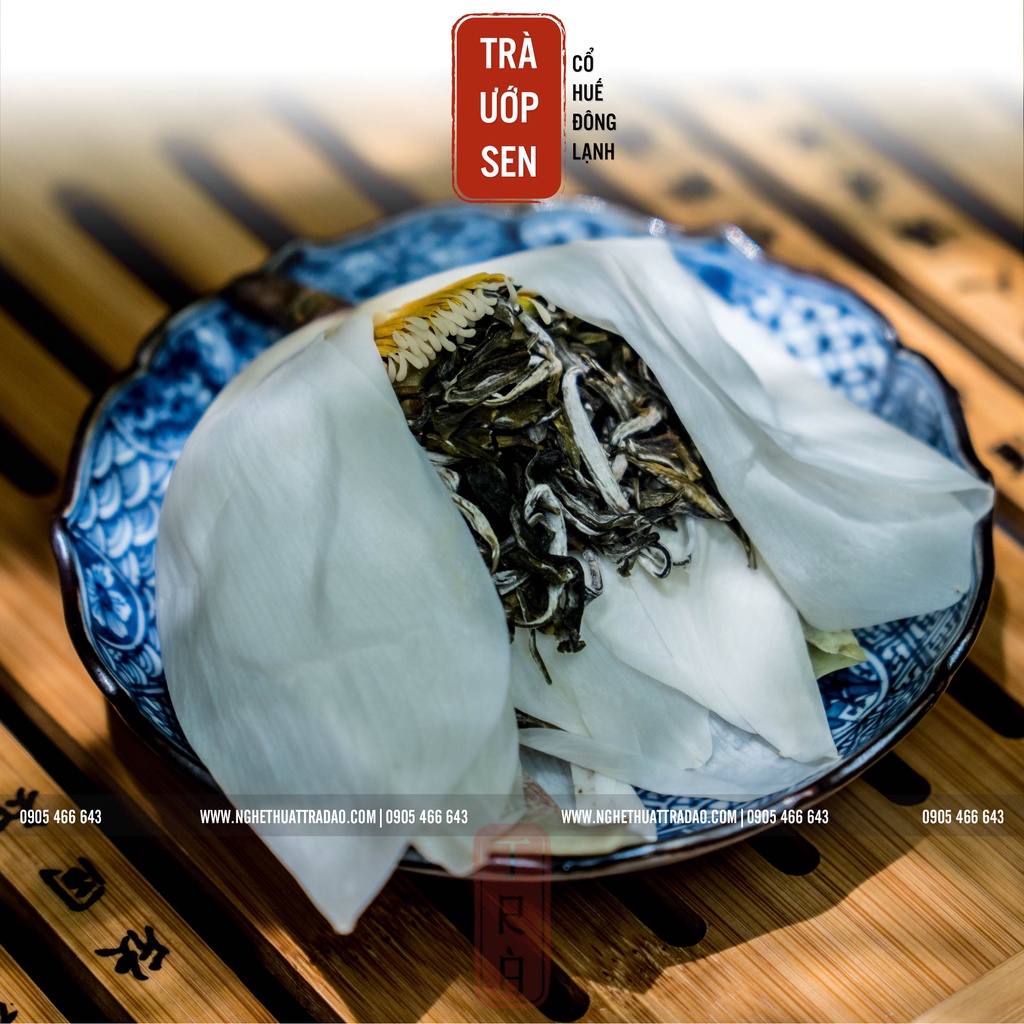 [Thư Vương Trà]Trà ướp sen cổ Huế, trà sen, 1 gói 1 búp 12gr trà hút chân không