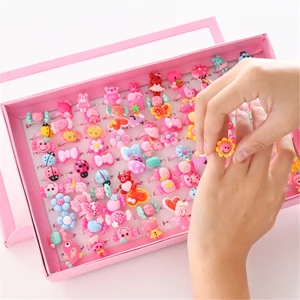 Bộ 10 Nhẫn Đeo Ngón Tay Hình Nơ / Hoa / Động Vật Hoạt Hình Cho Bé Gái