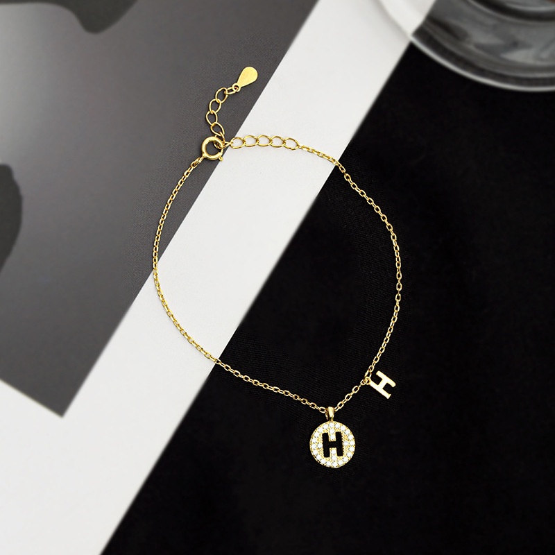 MIAOYA Vòng cổ Mặt Tròn Khắc Chữ H Đính Đá Zircon Nhiều Màu Sắc Thời Trang Cho Nữ