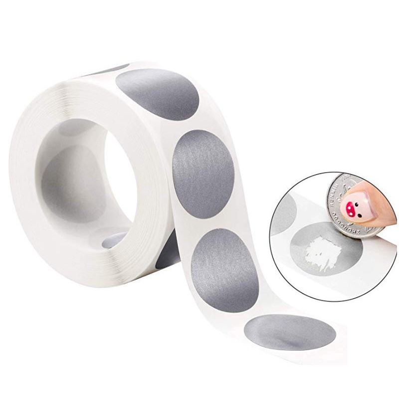 Set 300 miếng dán bạc tròn cào được 1 inch cho đồ dùng học tập/ bữa tiệc