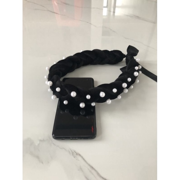 Mấn (vấn) tết 3 vải nhung đính hạt ngọctrai, mấn đội đầu áo dài, phụ kiện thời trang, pk Khánh Huyền