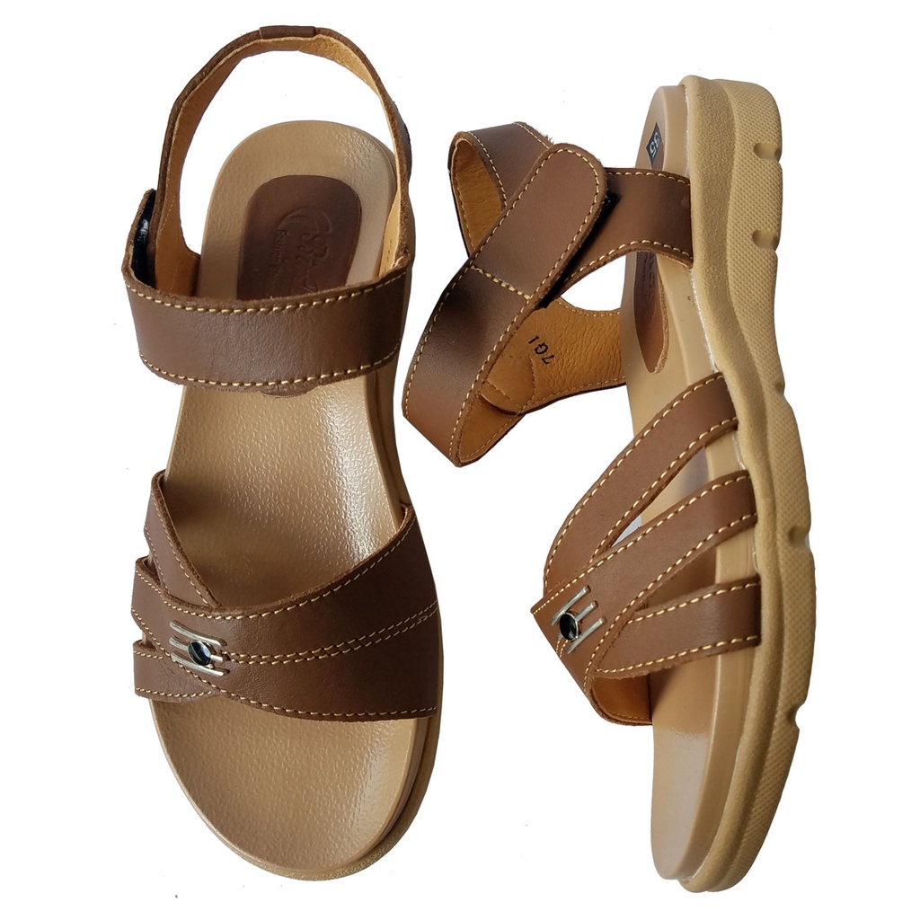 Giày sandal nữ quai ngang da bò BIGGBEN HKD083