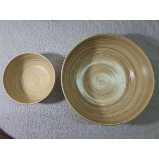 Chậu ngâm chân + Bát ngâm tay bằng tre dành cho spa và tiệm nail.Rộng 35cm sâu 14cm.