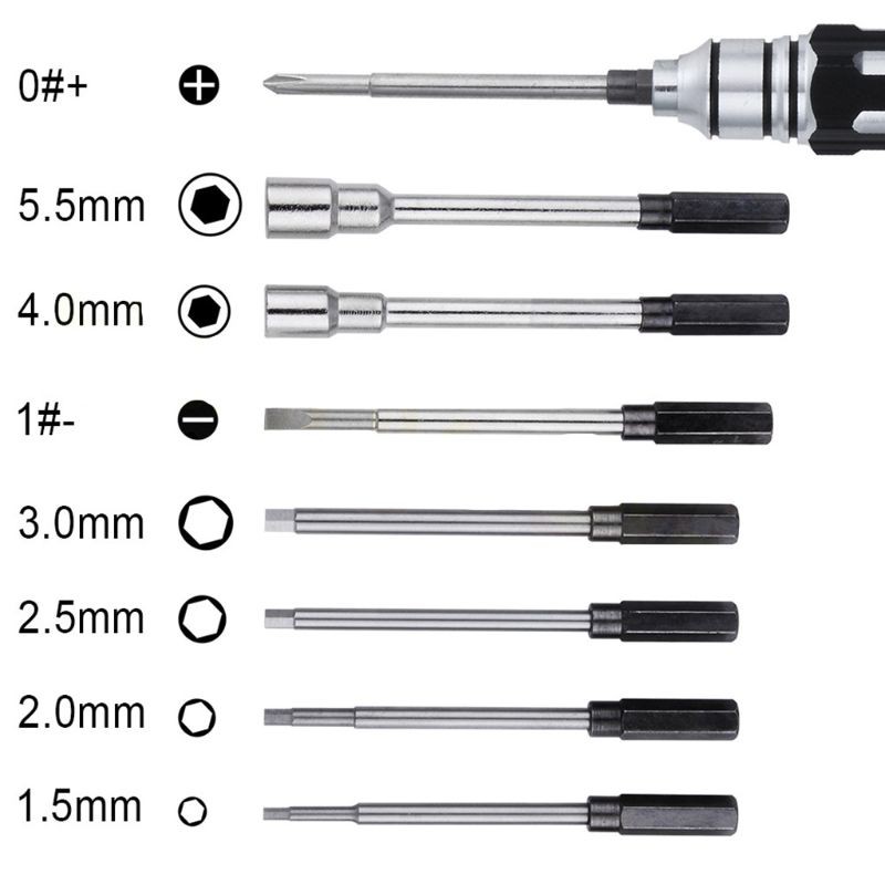 Bộ Dụng Cụ Tua Vít Lục Giác Hợp Kim Nhôm 8 Trong 1 Cho Mô Hình Điều Khiển Từ Xa
