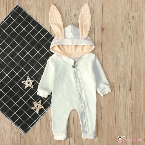 Áo liền quần có nón tai thỏ phong cách đáng yêu cho bé từ 0-24 tháng